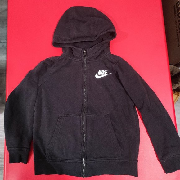 Nike zip up hoodie black embroidered logo boy's size L - Picture 1 of 4